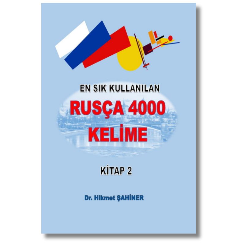En sık kullanılan 4000 Rusça kelime 2 kapak görseli. Örnek cümleli ve Türkçe çevirili kelime kitabı.
