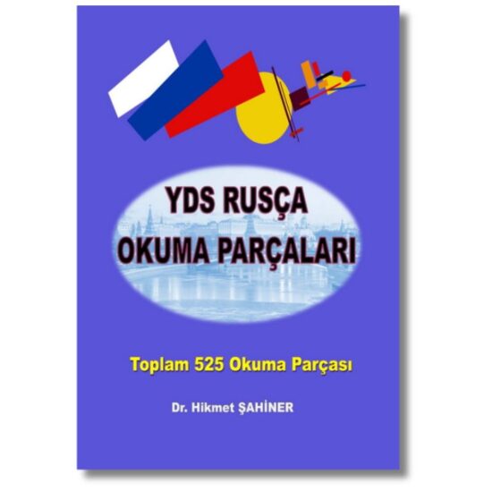 YDS Rusça Okuma Parçaları kitabının kapak görseli. 525 adet YDS formatında okuma pasajı içeren soru kitabı.