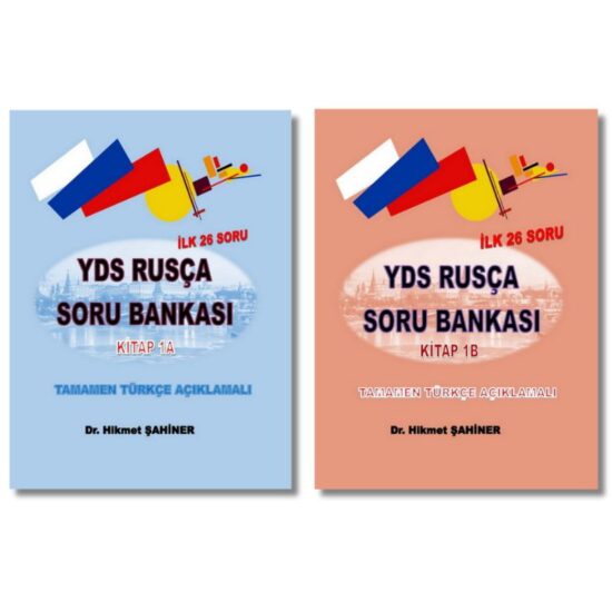 YDS Rusça Soru Bankası 1 2 kitaplık setinin görseli. Tamamı açıklamalı çözümlü YDS kelime ve gramer soru bankası.