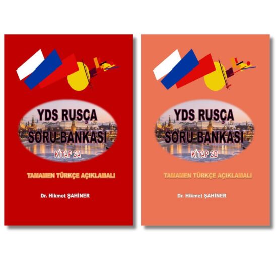 YDS Rusça Soru Bankası 2 2 kitaplık setinin görseli. Tamamı açıklamalı çözümlü YDS kelime ve gramer soru bankası.